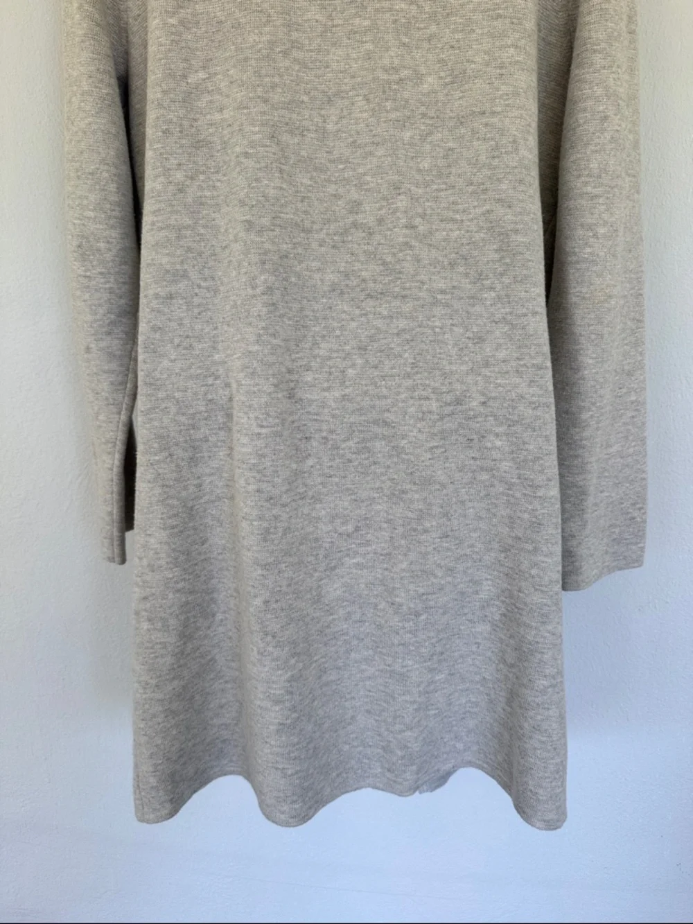 J. Crew light gray wool blend longline draped waterfall cardigan size small